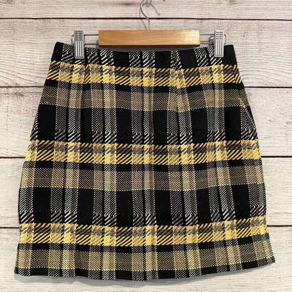 Grey Lab Size Small Plaid Mini Skirt Yellow Black High Waist Preppy Clueless - Picture 1 of 8
